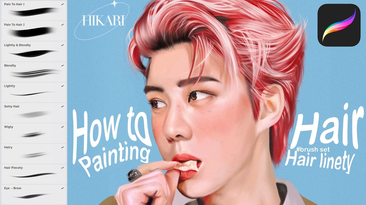สอนลงสีผม (ผู้ชาย) Procreate | How to painting hair 🫧 | Hikarity