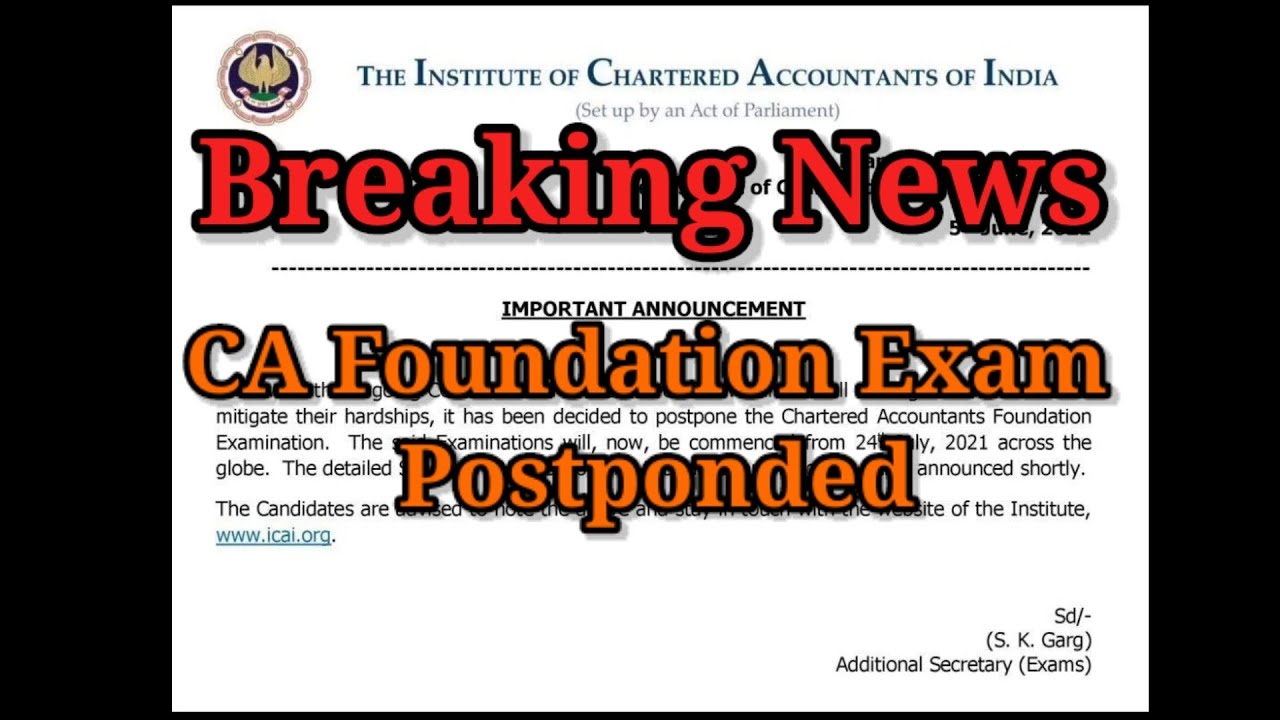 CA Foundation Exams Postponed | CA Exams | ICAI