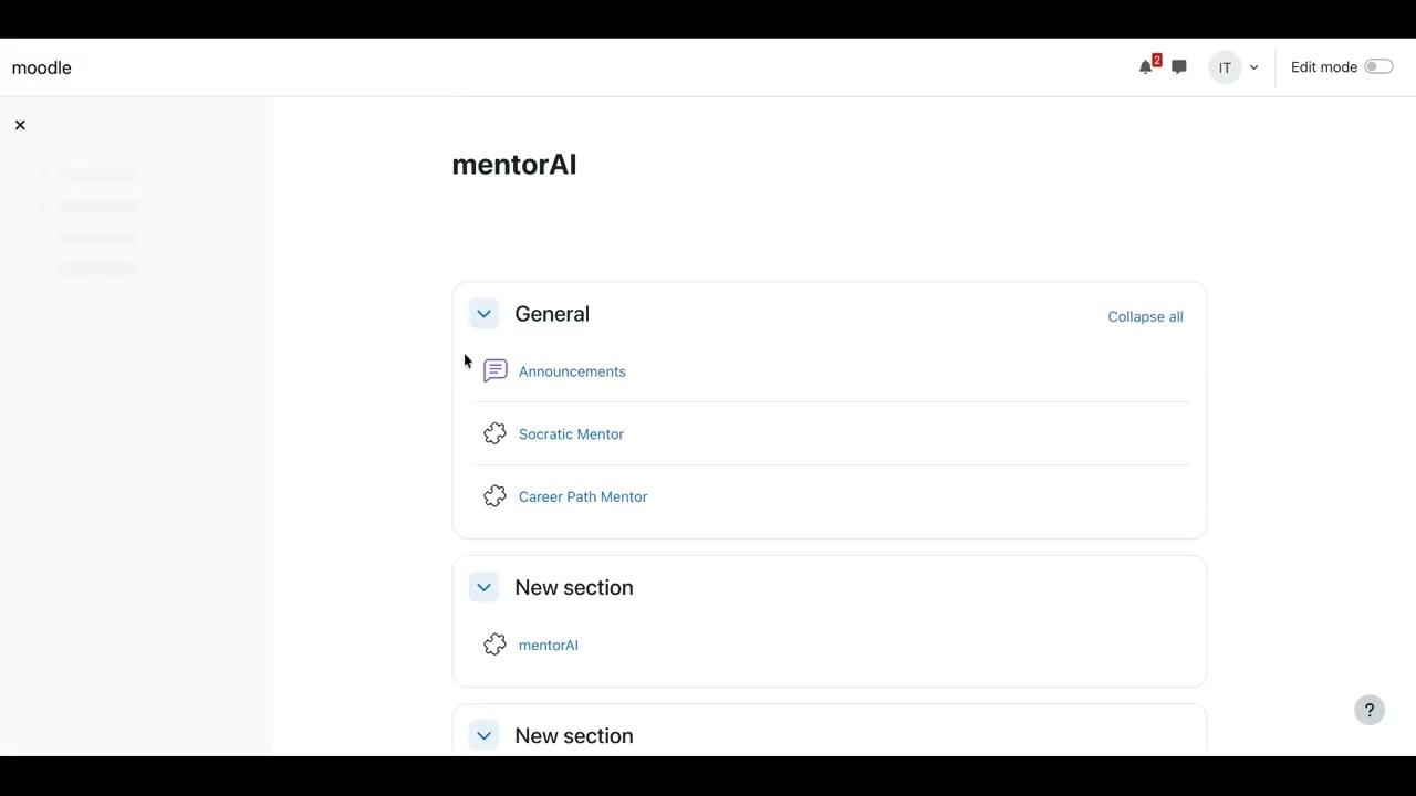 mentorAI | Moodle | LTI 1.3 Deep Linking
