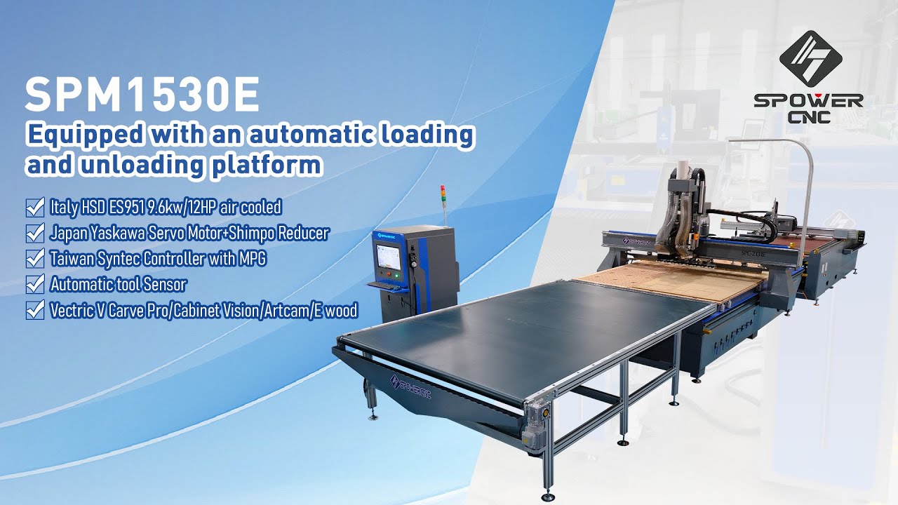 High Efficiency CNC! spowercnc Auto Loading/Unloading Platform & Straight Row Tool Changer