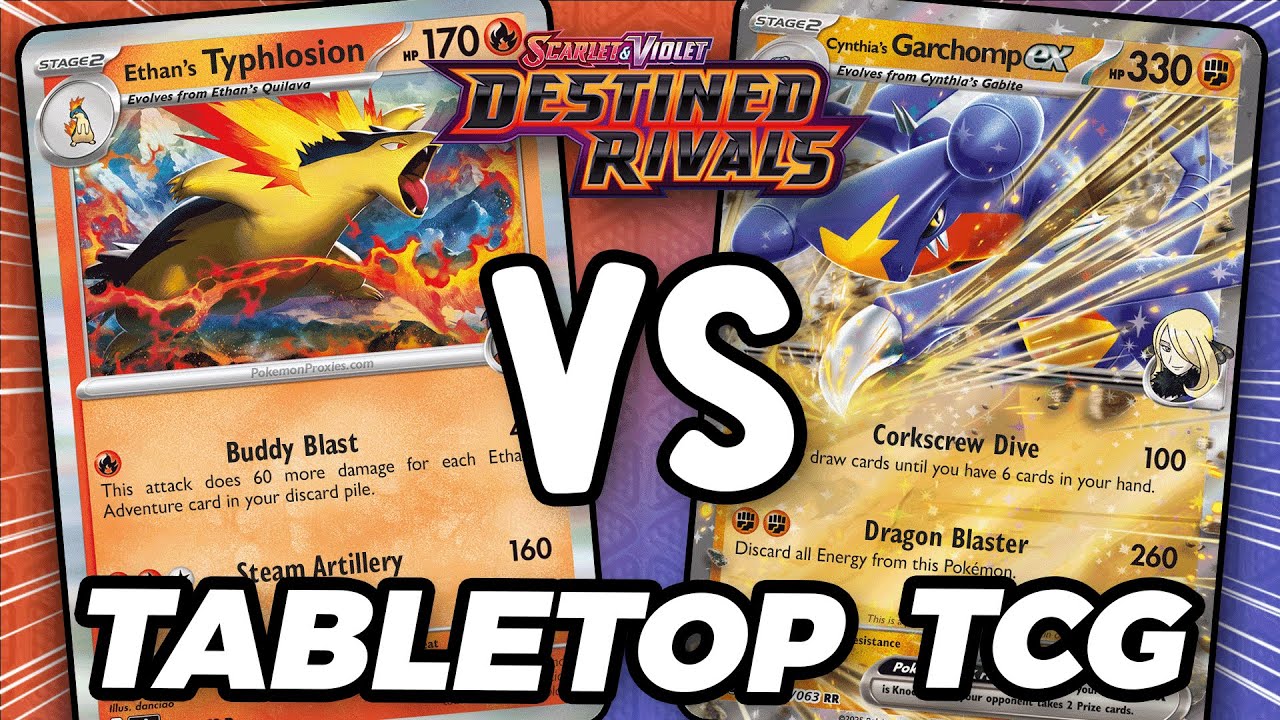 Can Ethan's Typhlosion Defeat Cynthia's Garchomp ex in this Destined Rivals Tabletop Match!?