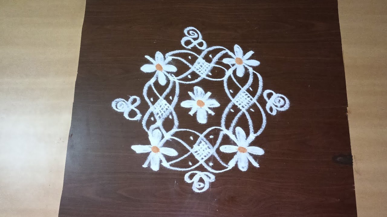 6*6 dots rangoli designs/daily rangoli designs/daily kolam design/daily muggu designs/simple rangoli