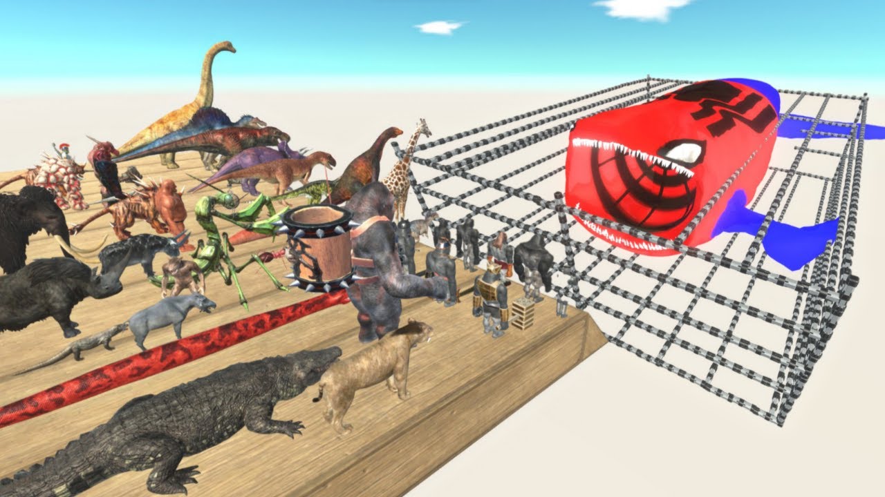 Deadly Wall Challenge | Rescue Spider Bloop Face off Kaiju Godzilla!- Animal Revolt Battle Simulator