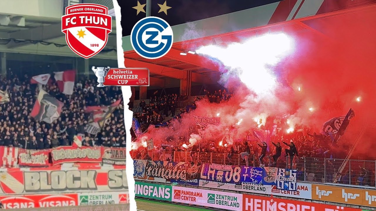 GC FANS PYROSHOW 🔥 während CUP Auswärtssieg | FC Thun v Grasshoppers Stimmungsvlog