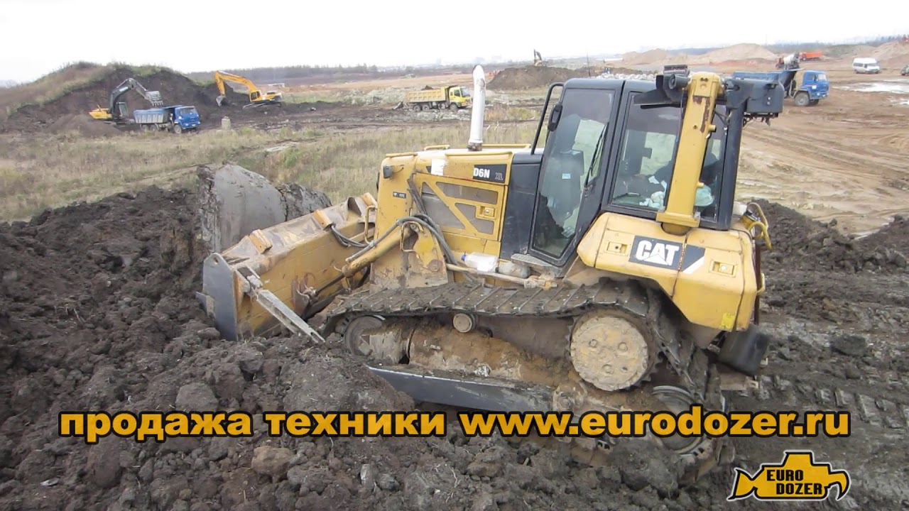 Толкающий САТ Д6, чего не сделает планировочный бульдозер / Cat D6N XL push dozer