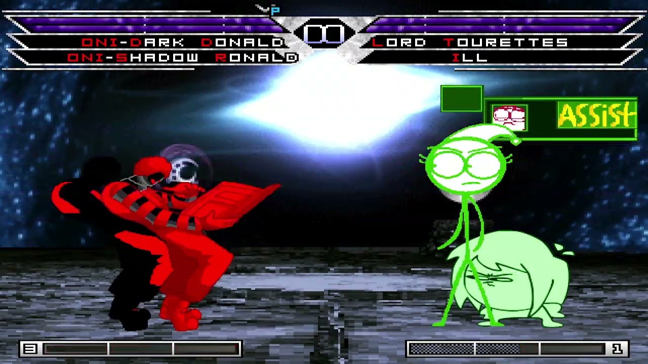 KOF MUGEN Tag Team Oni-Dark Donald & Oni-Shadow Ronald Vs Lord Tourettes & ILL (Piouqwerty)