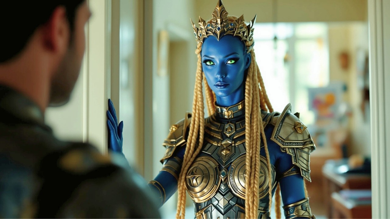 When the Alien Queen Opened My Door, She Froze and Whispered, 