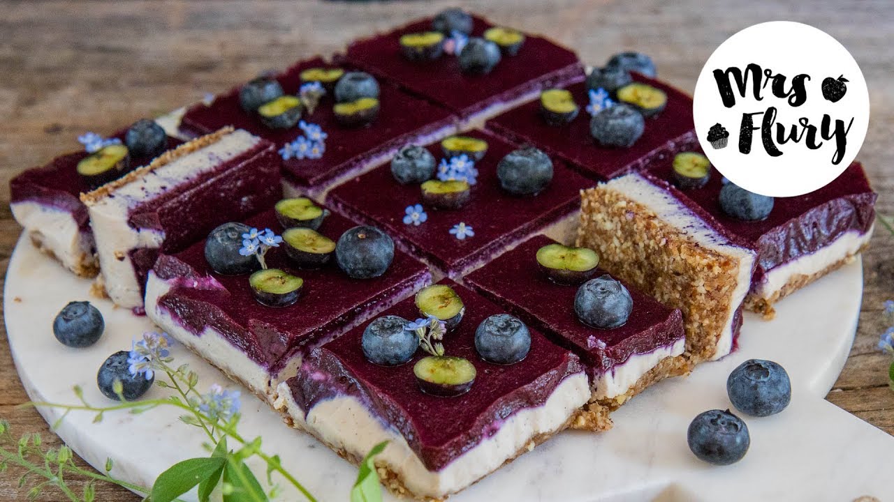 Heidelbeer Kokos Cheesecake vegan / ohne Zucker, ohne Mehl