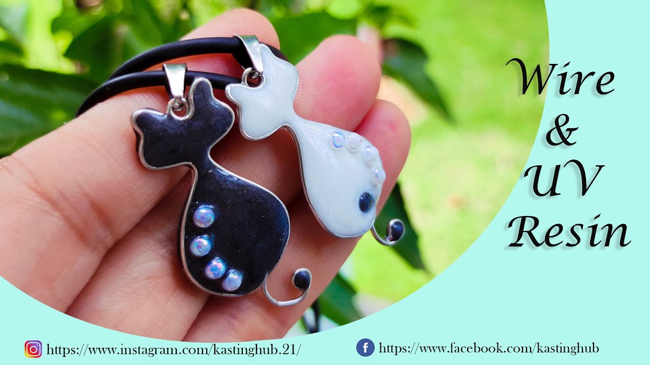 UV Resin Wire Cat Necklace | Wire wrapped Cat Pendant | Wire Cat Necklace diy Cat Jewelry Kastinghub