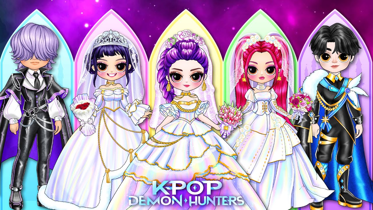 K-Pop Demon Hunters: Huntrix & Saja Boys Wedding Outfit Makeover! | Best DIY Fashion Paper Dolls