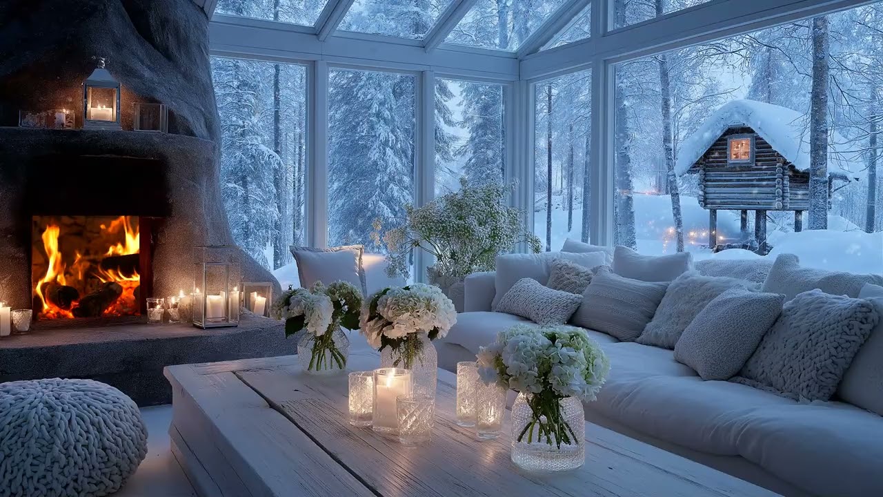 🎼 Piano in the Snow | Warm White Lounge Ambience (5 Hours) | Sleep Study Work Meditation Healing
