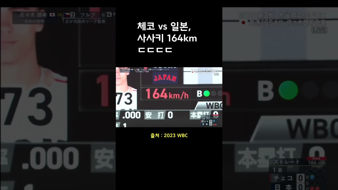 체코 vs 일본, 사사키 164km ㄷㄷㄷㄷ