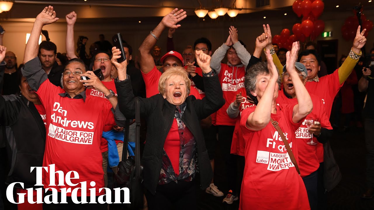 Victorian State Election 2018: labor supporters celebrate as Daniel Andrews wins