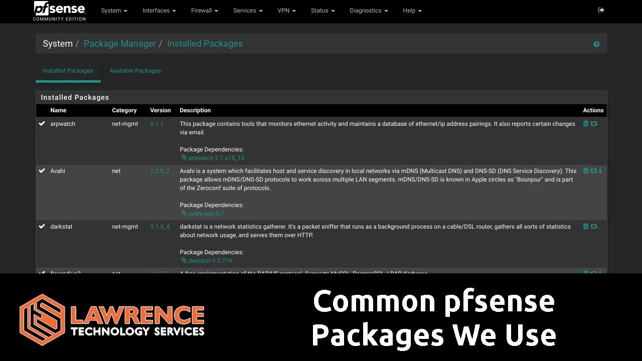 The Common pfsense Packages / Plugins We Use and Why