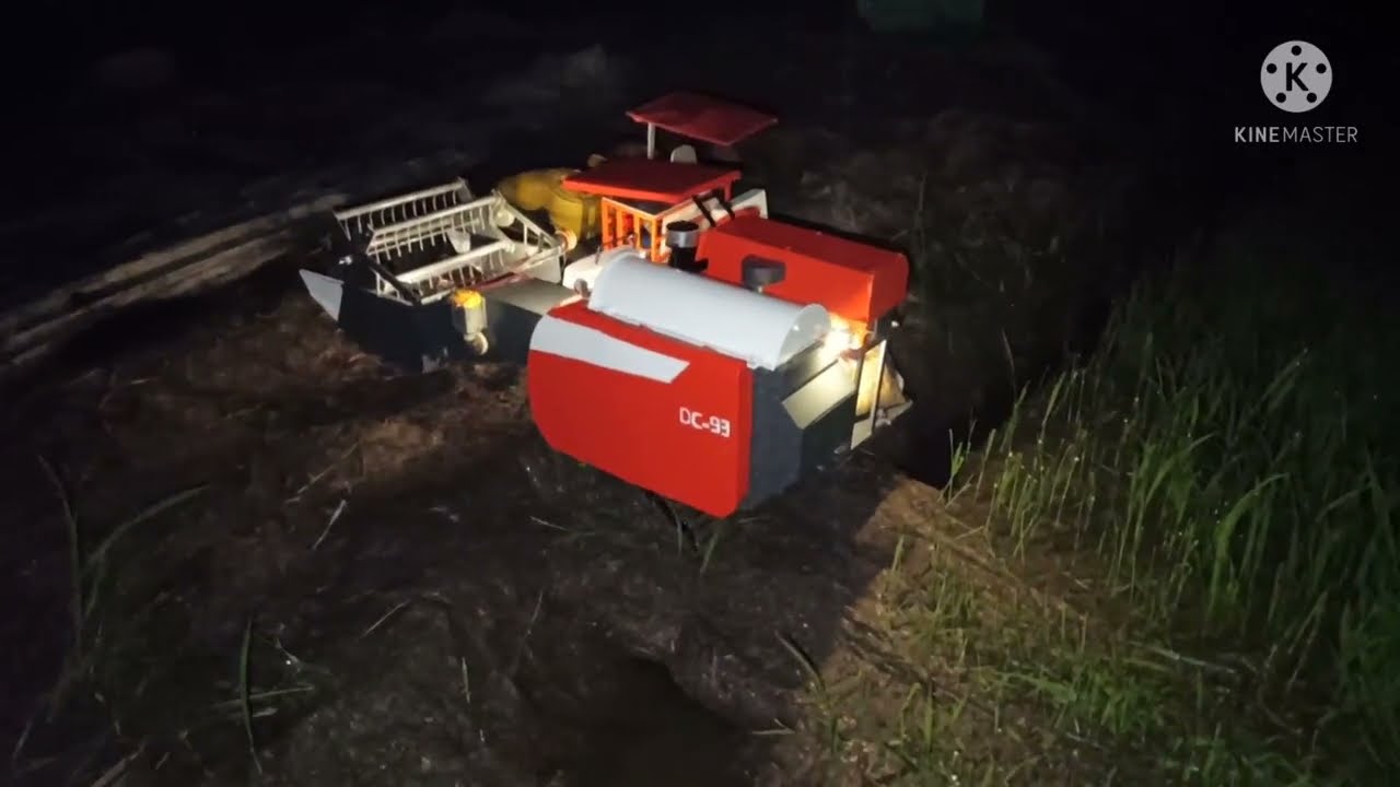 Máy Cắt KUBOTA DC 93 Cắt Lúa Đêm Và Cái Kết/Đắng Lòng/phần1| khang Chế Tạo TV