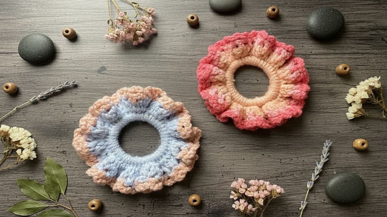 Jak Zrobić Szydełkowe Scrunchie : Tutorial Krok Po Kroku #655 PL/ENG