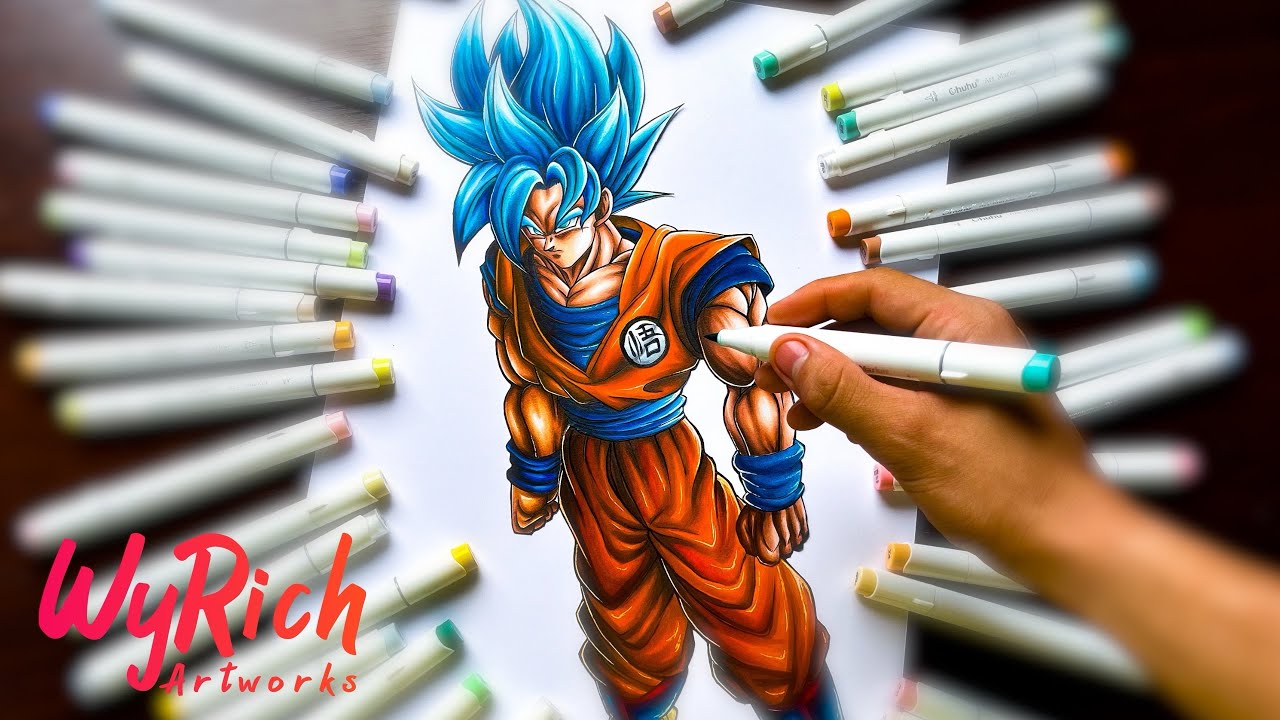 [ASMR] Drawing GOKU SUPER SAIYAN BLUE - Dragon Ball Super | WyRich 