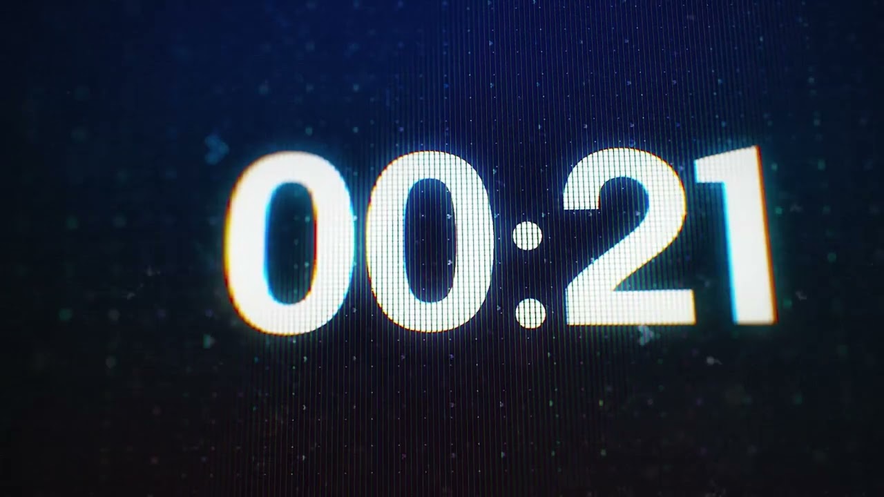 1 Minute Timer LCD Bold Glitch Digital Countdown