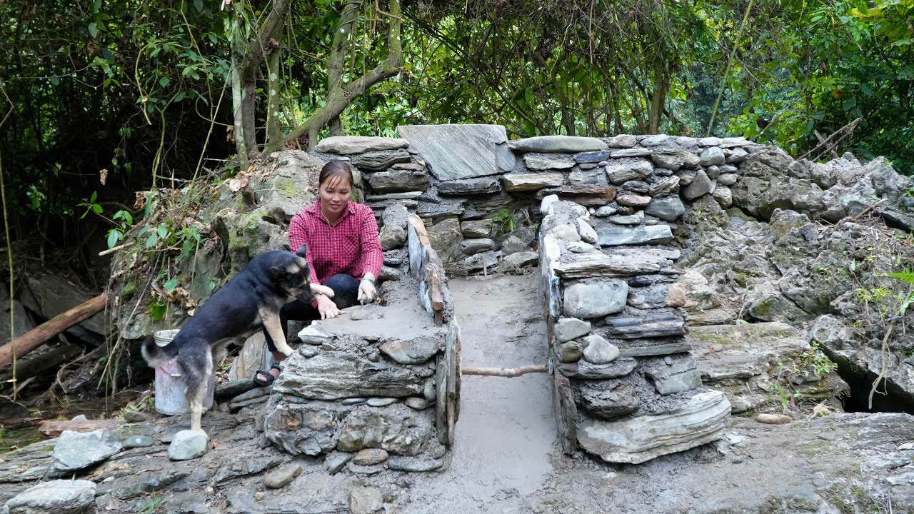 The Girl Build a Dams Water For Operate Electricity turbine In The Forest | Farm Life 
