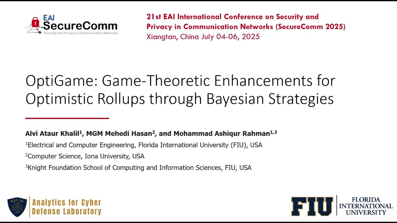 SecureComm'25 - Game-Theoretic Enhancements for Optimistic Rollups through Bayesian Strategies