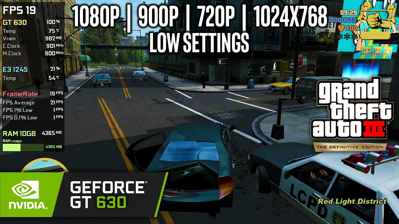 GT 630 | GTA 3 Definitive Edition - 1080p, 900p, 720p, 1024x768