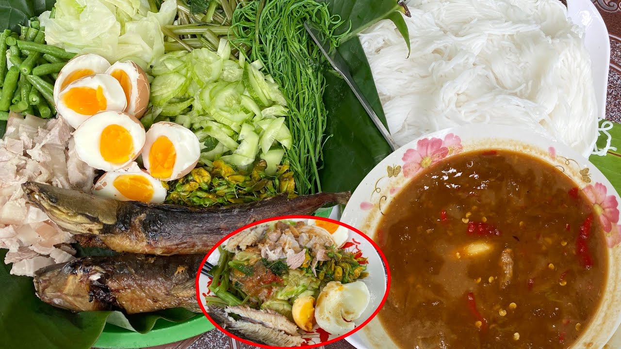 របៀបធ្វេីនំបញ្ចុកទឹកប្រហុក ខេត្តសៀមរាប  រសជាតិឆ្ងាញ់ពិសេស (Khmer noodle with prohok sauce #food