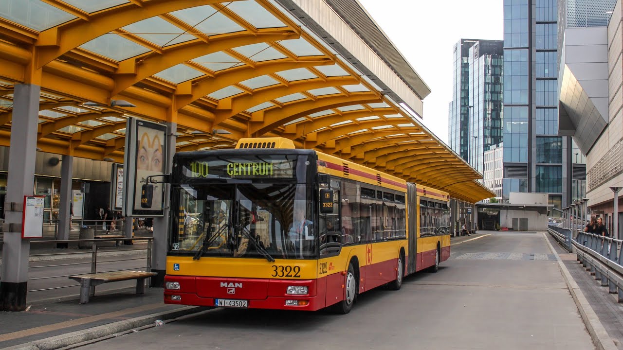 Przejazd: MAN NG313 #3322 MZA Warszawa - Linia 100 (Kurs Skrócony)