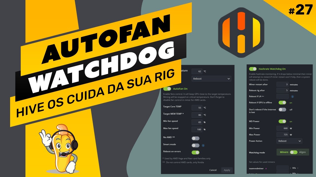 ⛏️💡 MINERE TRANQUILO - AUTOFAN E HASHRATE WATCHDOG - Deixe o Hive OS cuidar da sua RIG