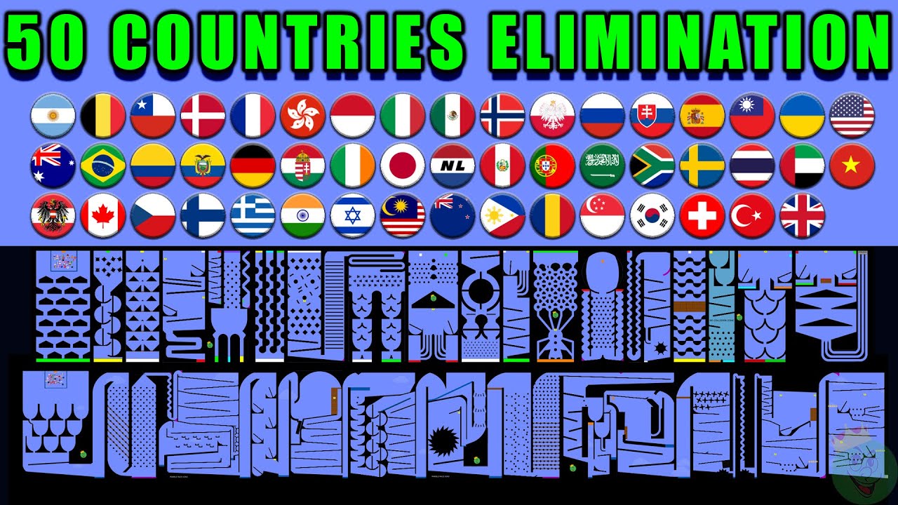 50 Countries Elimination Marble Race in Algodoo #25 \ Marble Race King