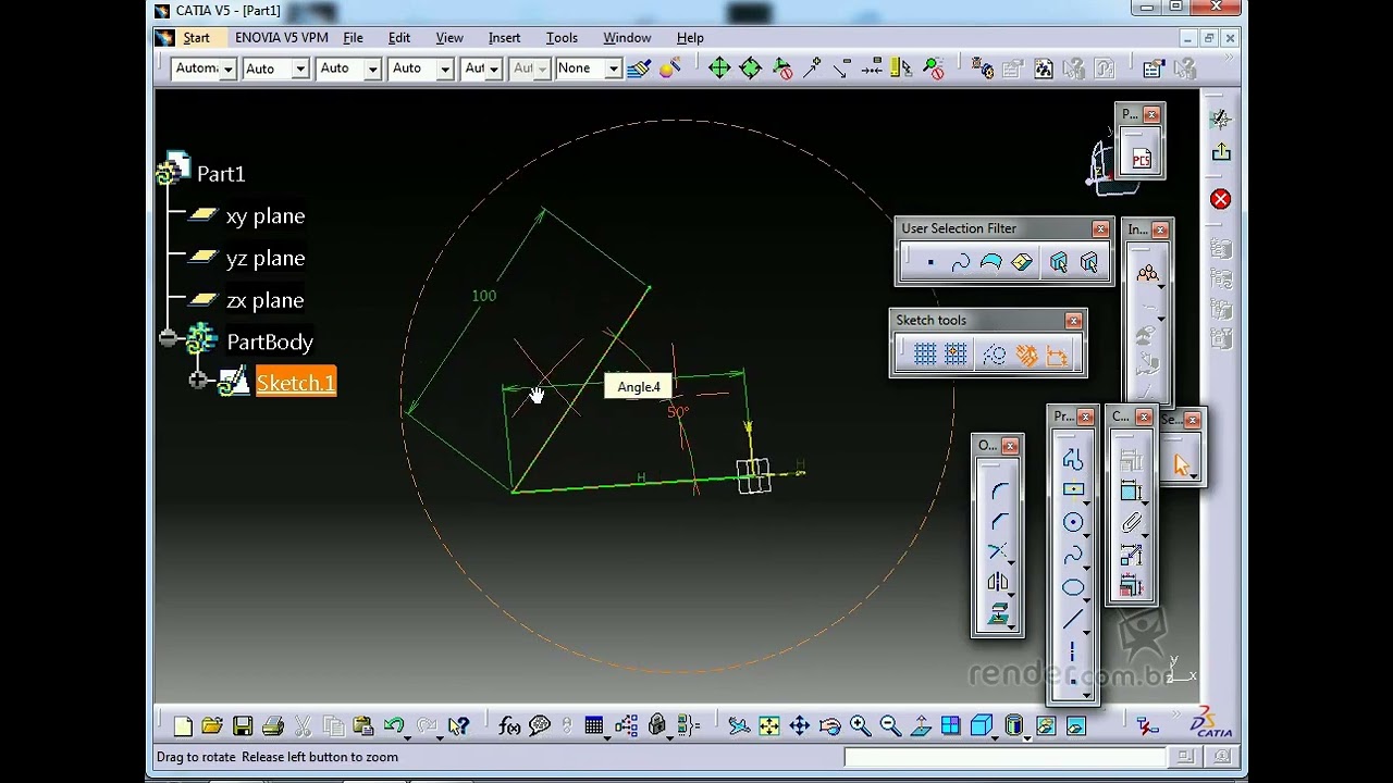 7 - Là­nea, perfil, ranura | Catia V5 Esencial