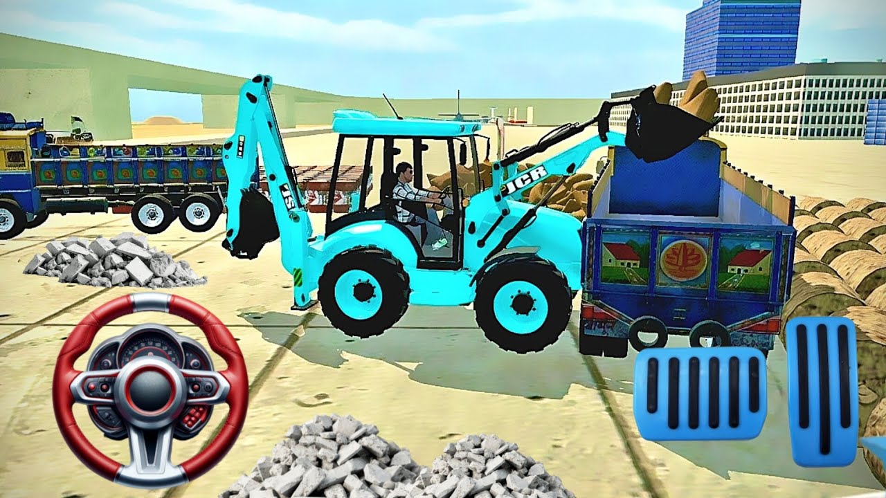 😍Drive JCB And Unloading Stone From Truck In Game🏗💥#dumper #tractor #jcb #truck #gameplay