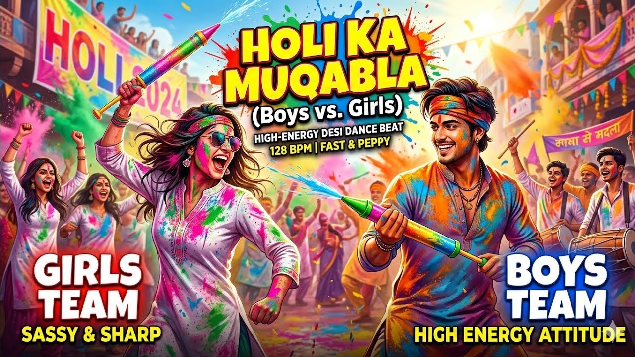 Holi Ka Muqabla - (High-Energy Desi Mix) | Boys vs Girls | AI Generated Holi Anthem