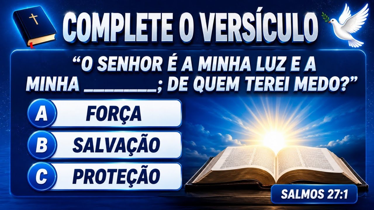 Quiz! | 📖🔥 Você Consegue Completar Este Versículo da Bíblia? | Desafio Bíblico 🧠