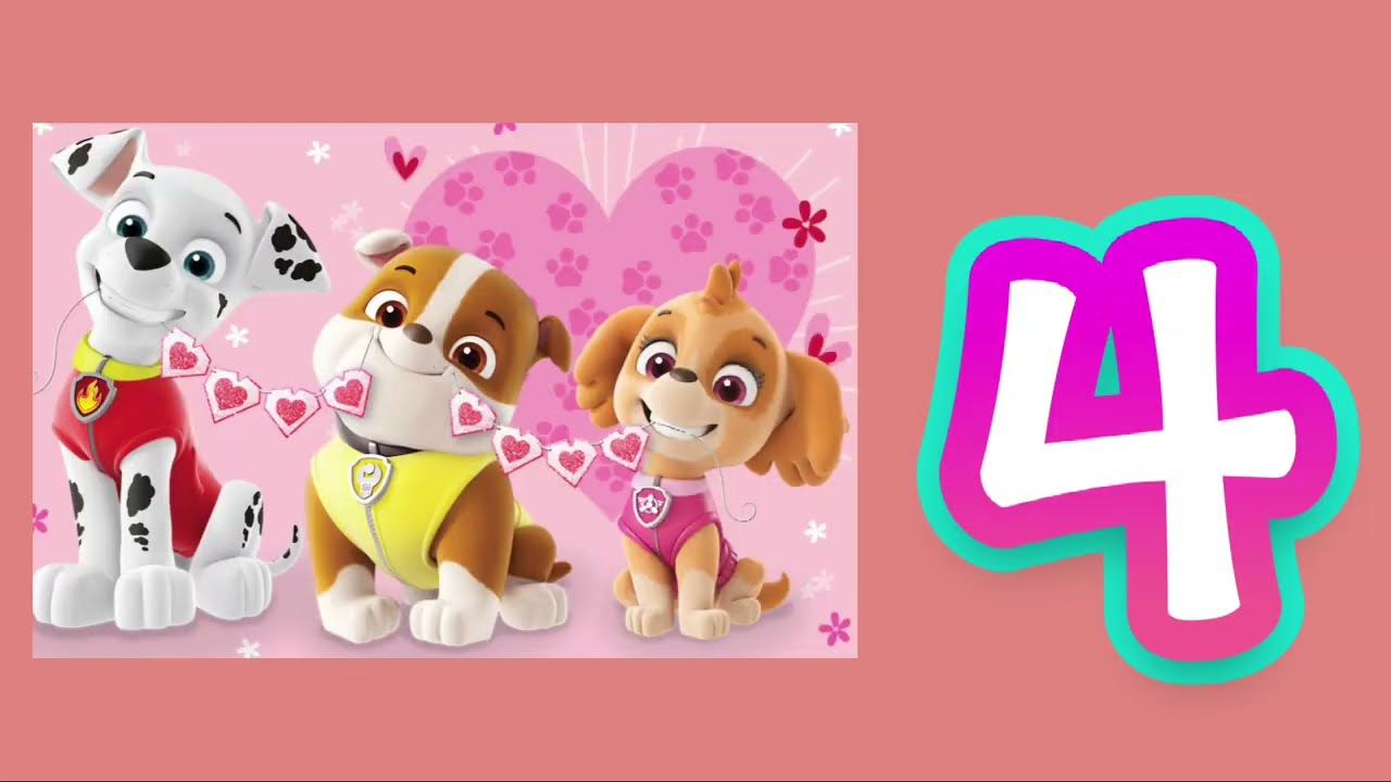 Paw Patrol Countdown to Valentines! 💕💌 Learning Kids Video ❤️