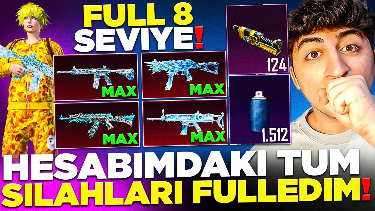 BAPELİ HESABIMIN TÜM SİLAHLARINI MAXLADIM! (FULL 8 SEVİYE!) | PUBG Mobile