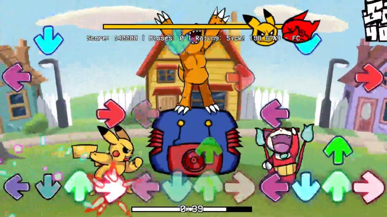FNF - Friday Night Funkin': Mon-Mayhem - Monstars (Pikachu vs Jibanyan) (composed by Pancho) (FC)