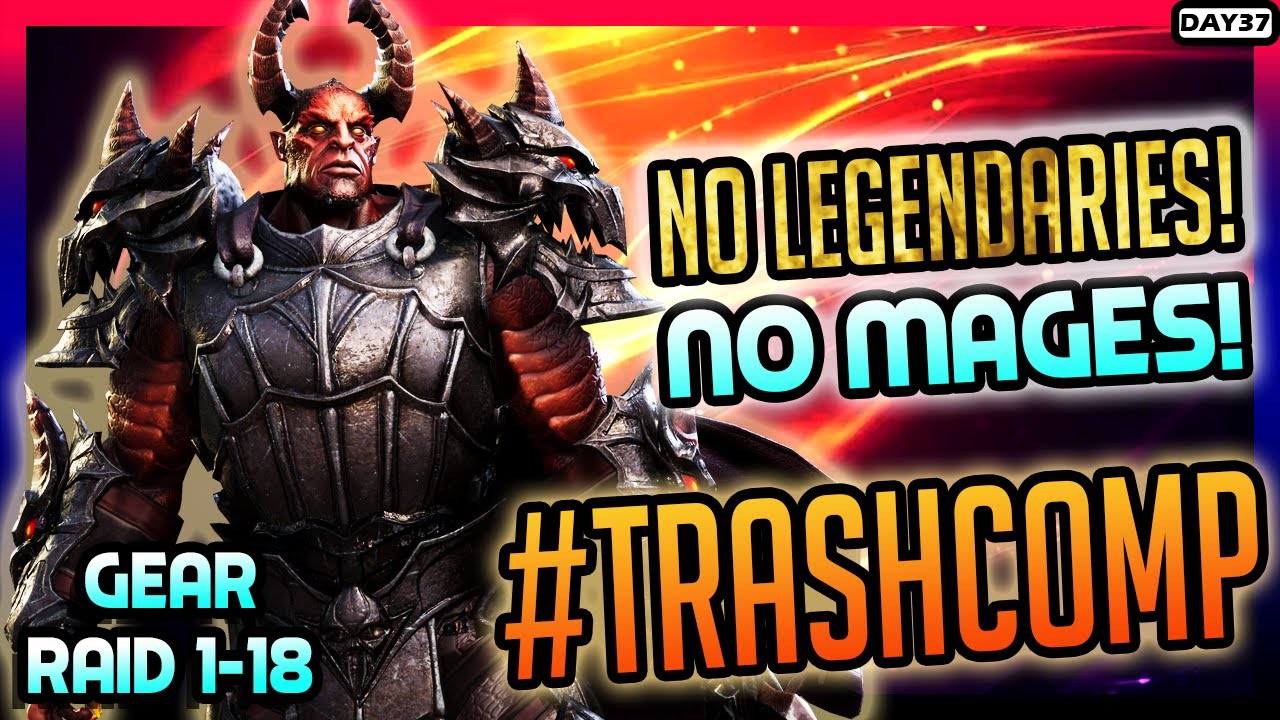 WORST POSSIBLE TEAM to Clear Gear Raid 1-18 ⁂ DAY 37 F2P ⁂ Watcher of Realms