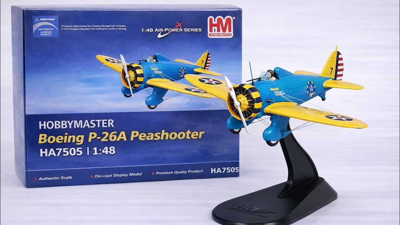 Hobby Master Boeing P-26A Peashooter HA7505 | 1:48 Diecast Model Review (US Army 33-77)