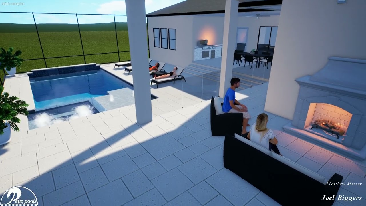 Biggers Swimming Pool & Spa with Screen Enclosure - Patio Pools
