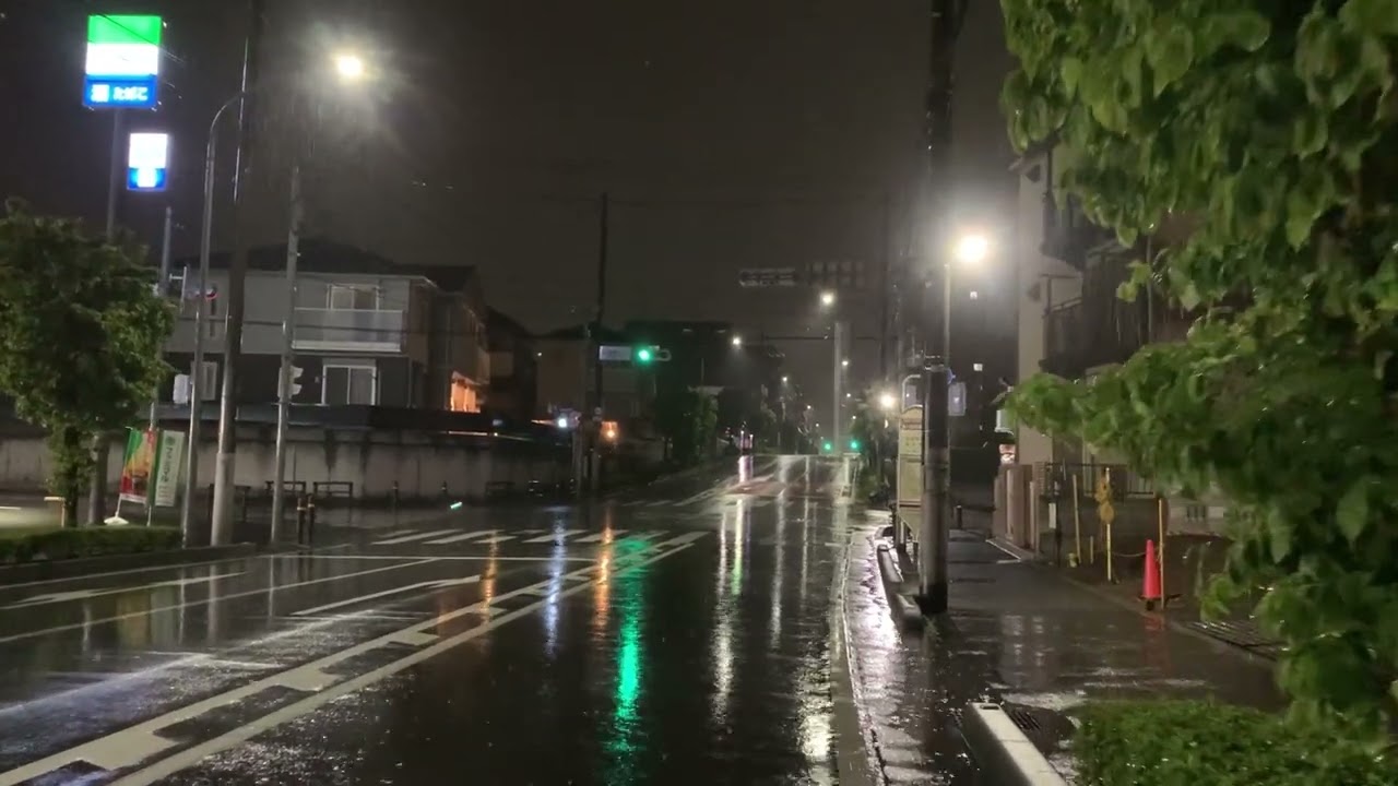 Japan Thunderstorm Rain Walk 2023.07.04 ASMR Ambience Sound Sleep Meditate Relax Tokyo Suburb