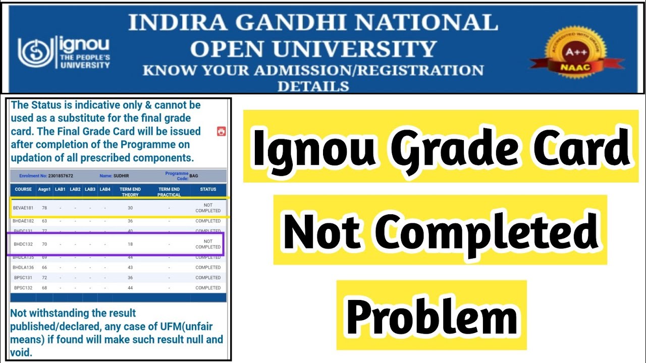 Ignou Grade Card Not Completed Problem | Mister Ignou #ignou #assignment  #practical #notcompleted