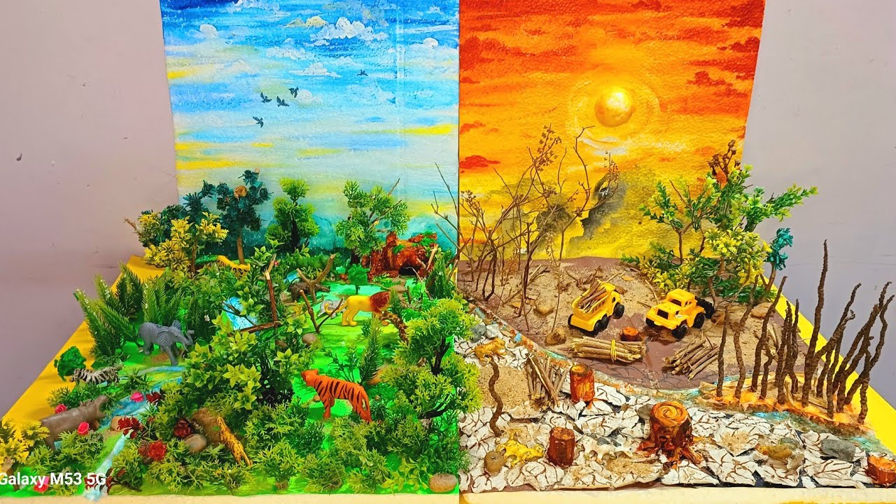 Model of Afforestation and Deforestation | Save Tree Save Earth model | Climate Change project