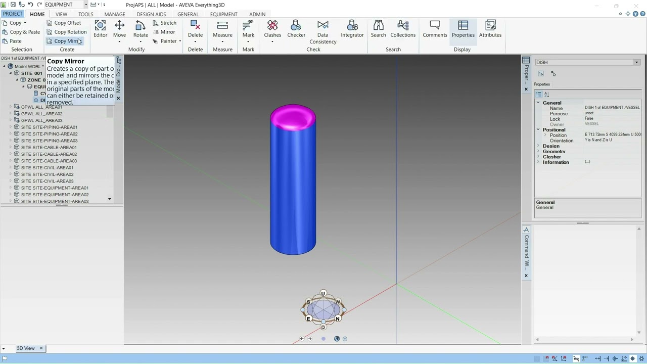 E3D Lecture 01 - Create the cylinder & dish arrangement, #pipingengineering #E3D