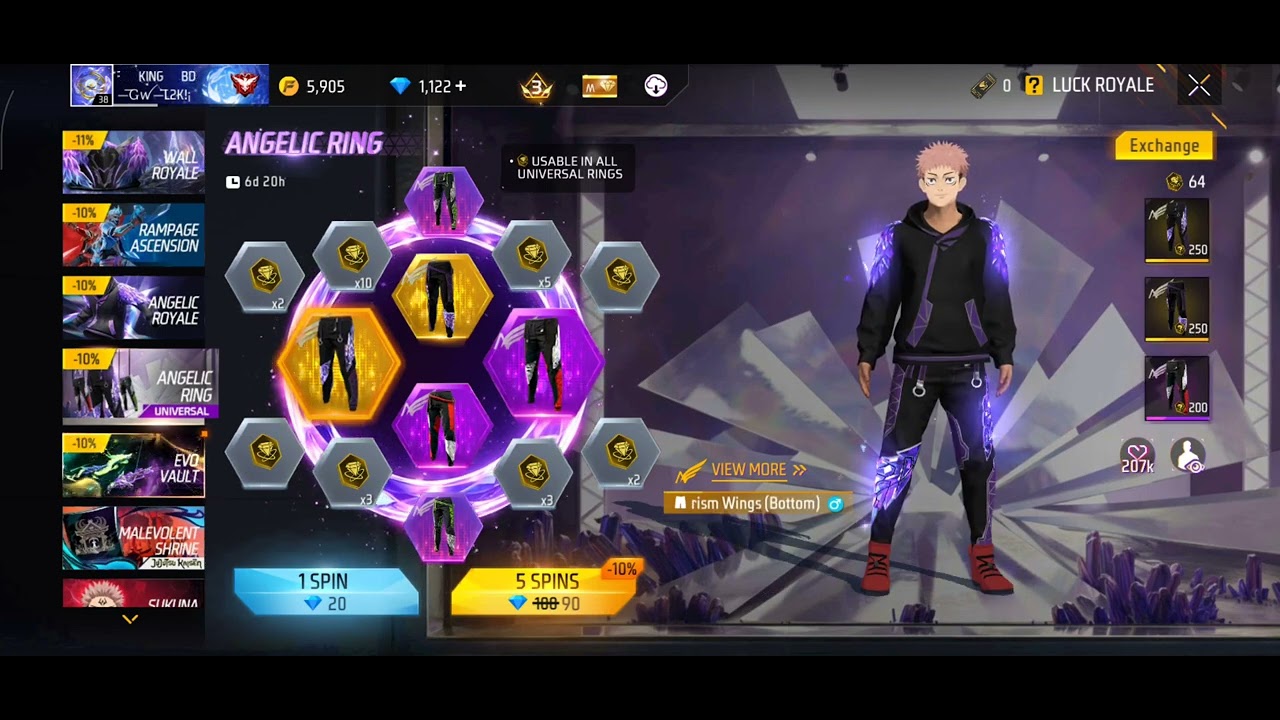 Angelic Ring Event | অ্যাঞ্জেলিক রিং ইভেন্টে স্পিন করলাম | Free Fire Bangladesh | FF KING BD 