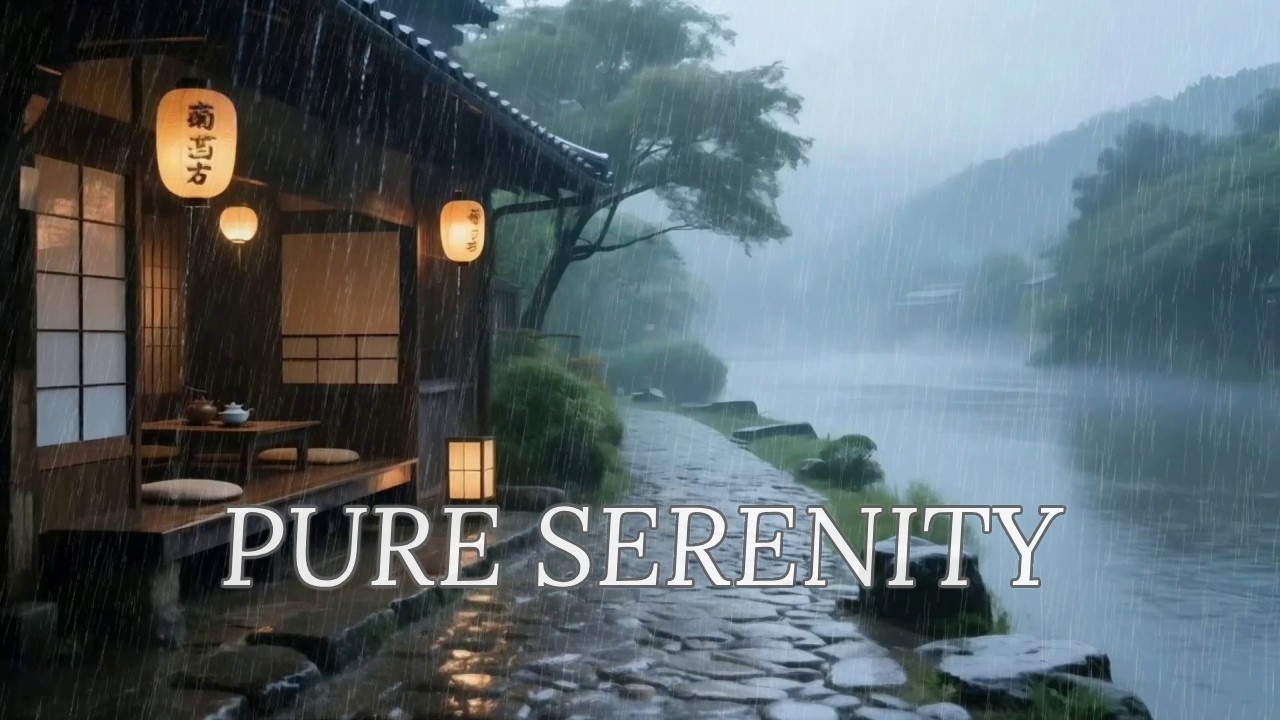 🔴 Pure Serenity Soft Rainfall at Misty Japanese Riverside Hut for Instant Anxiety Relief 🌫️