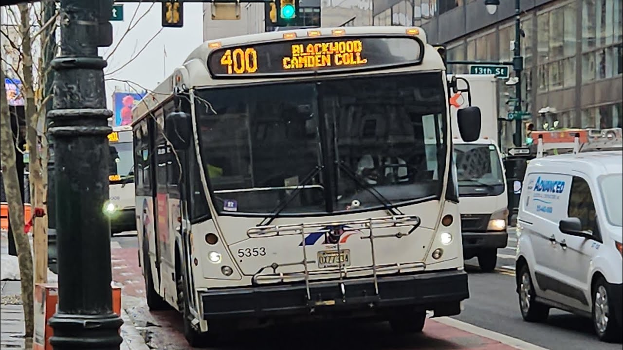 Front view ride NJT NABI 5353 on Rt 400 to Camden County University 