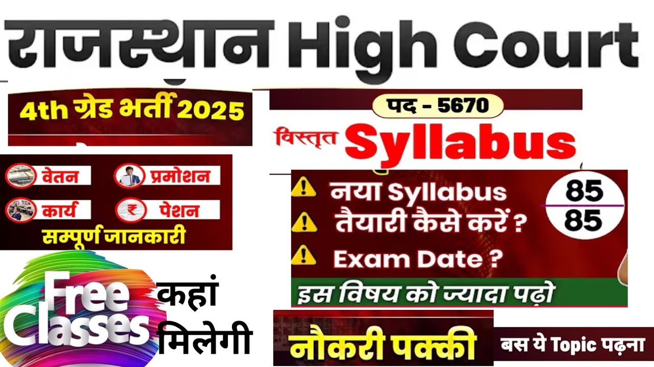 Rajasthan High Court 4th Grade Syllabus/ High Court Model Paper/ High Court D Group Total Form
