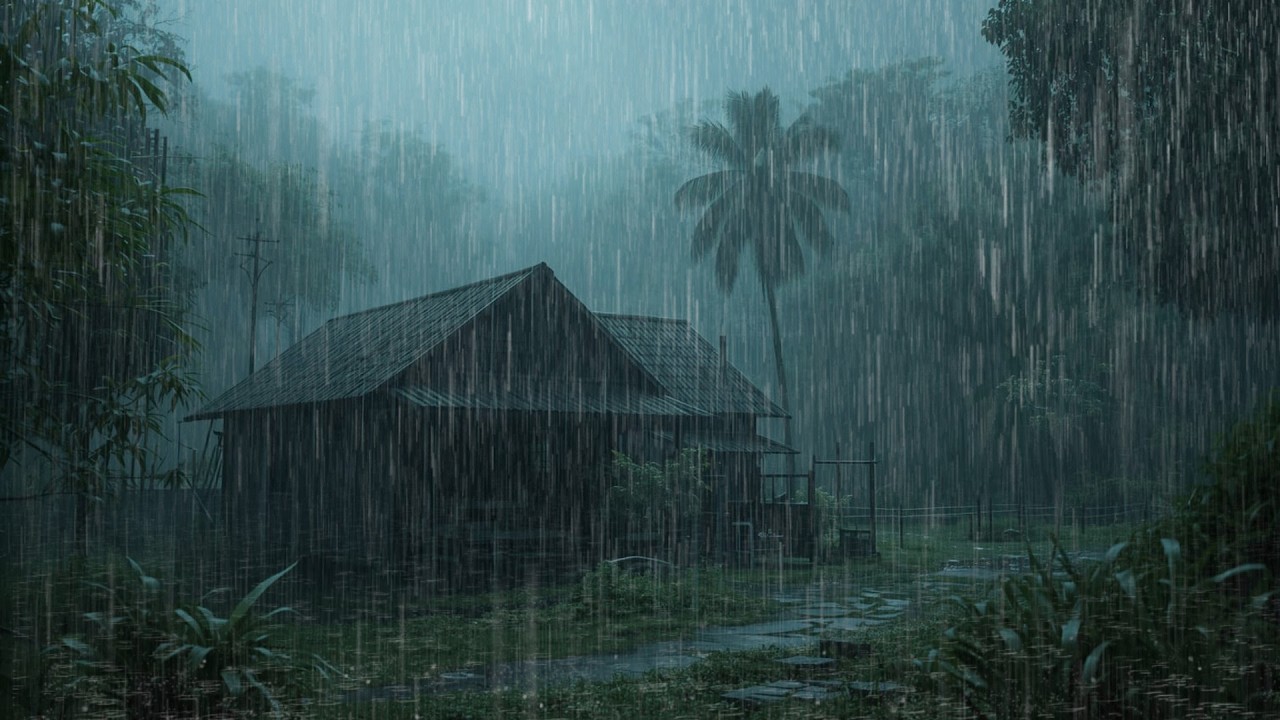 Fall Asleep in Less Than 5 Minutes to the Sound of Heavy Rain in an Old Forest House