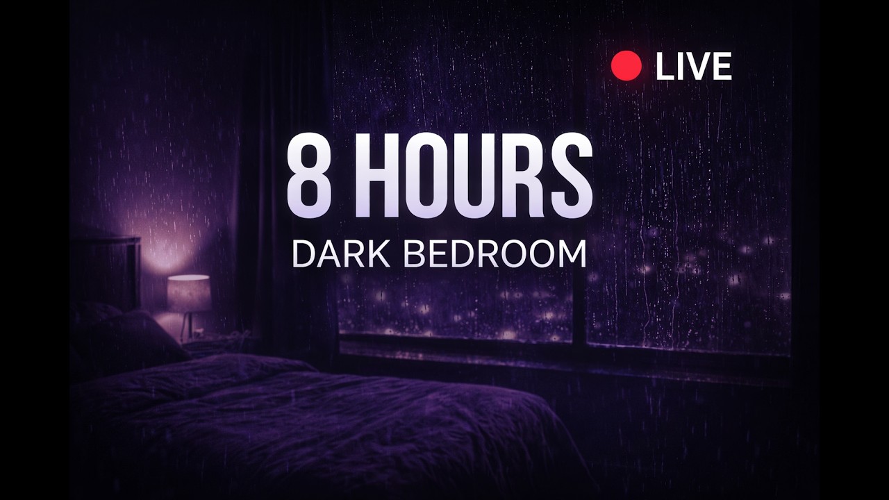 🔴 8 HOURS Rain in Dark Bedroom 🌧️ Deep Sleep & Insomnia Relief