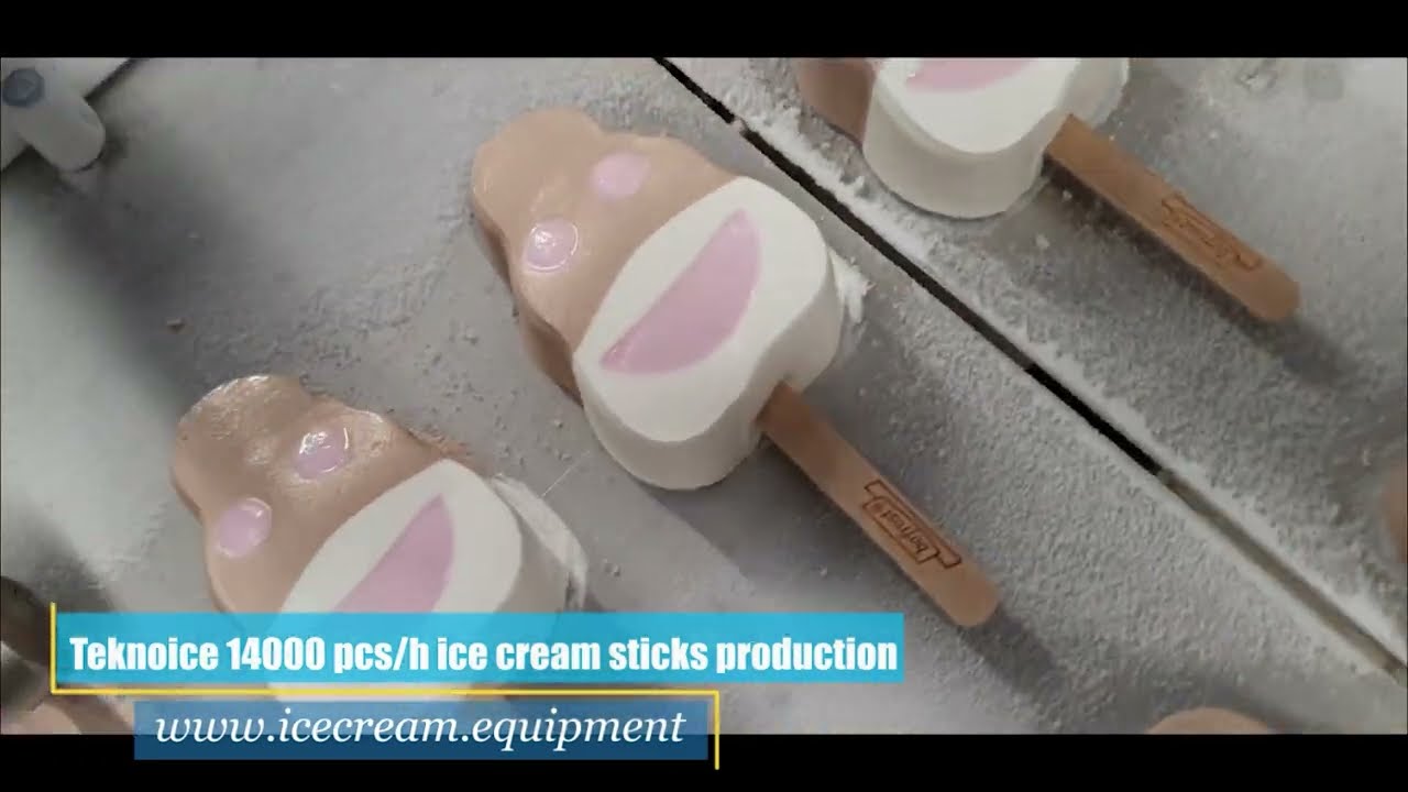 Used Teknoice 14.000 pcs/h extrusion line for funny face ice cream production